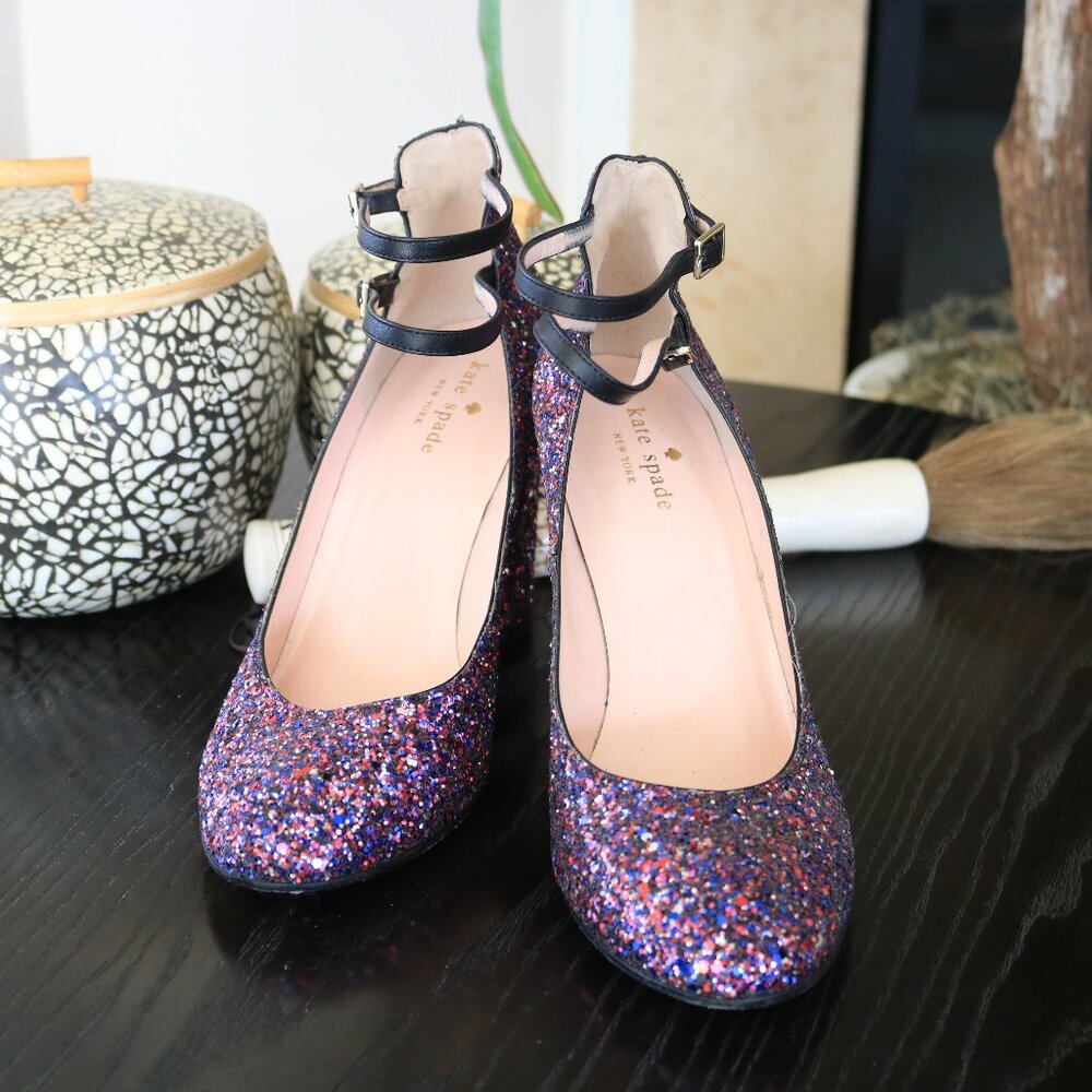Kate Spade Purple Glitter Heels (Size 8.5)